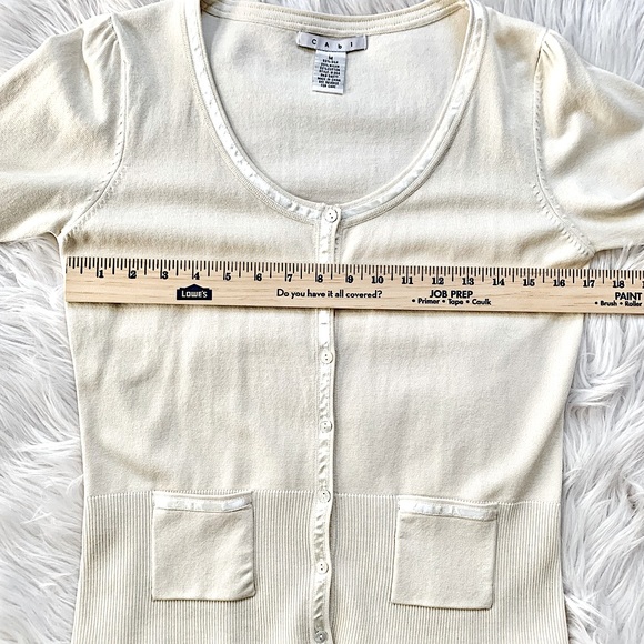 CAbi Tan Cardigan w/ Ribbon Edging - Picture 13 of 15